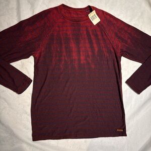 New Guess Striped Red Black Warm Ombré Soft Sweater Shirt M